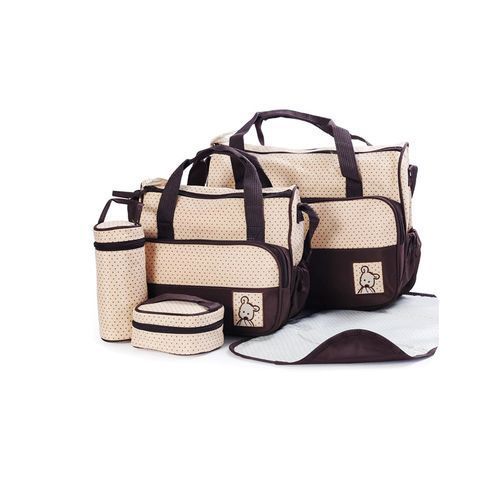 5 in 1 Multi-Function Baby Diaper Changing Bag Set - Brown